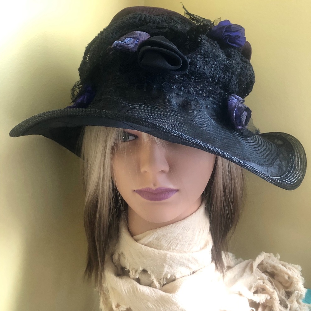 NWOT Steampunk Black, Blue & Purple Brimmed Hat